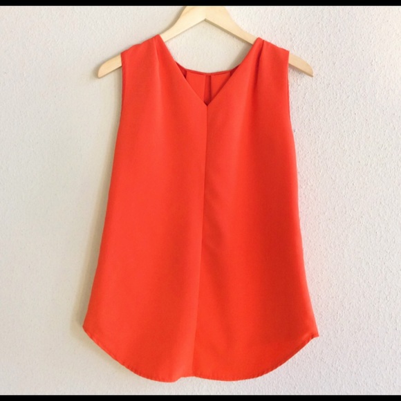 Bright Orange Blouse w Removable Necklace - Picture 7 of 8
